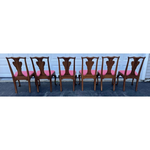 Statton Furniture Vintage Statton Queen Anne Centennial Cherry Dining Chairs Set of 6 For Sale - Image 4 of 12
