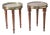 French Louis XVI Style Diminutive Brass Gallery Marble to Tables, Pair For Sale