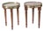 Pair of French Louis XVI Style Bouillotte Marble Top Small Side Tables For Sale