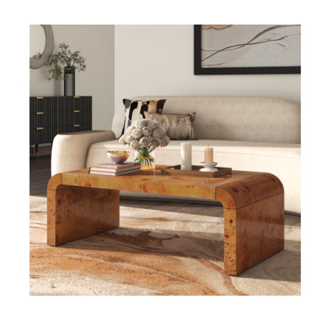 Contemporary Burl Wood Coffee Table For Sale - Image 3 of 4
