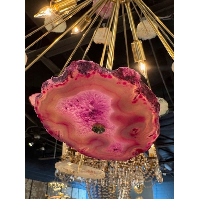 Modern Natural Stone and Brass Sputnik Chandelier For Sale - Image 4 of 8