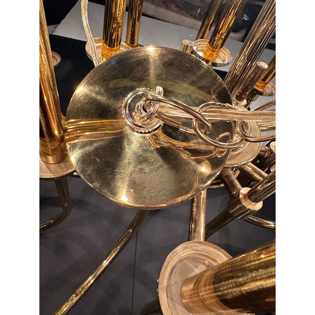 Vintage 18-Light Brass Chandelier in Style of Tommi Parzinger For Sale - Image 11 of 11