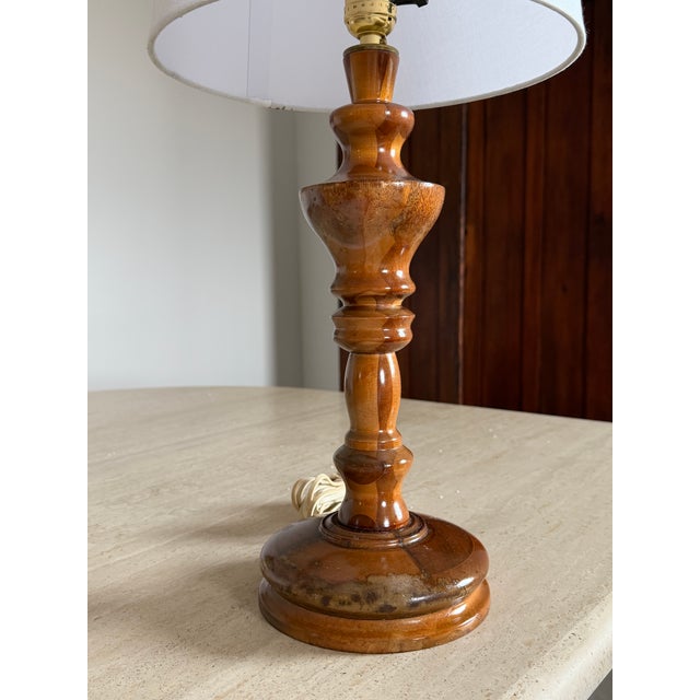 Charming Carved Wood Turned Lamp For Sale - Image 10 of 10