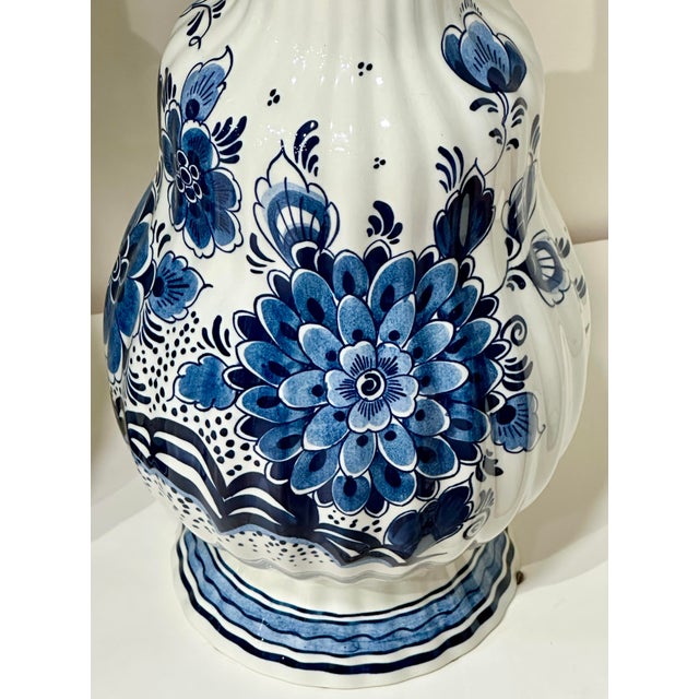 Delft Pair of Royal Goedewaagen Pair of Delft Blue & White Hand-Painted Porcelain Vases for Baker Knapp & Tubbs For Sale - Image 4 of 12