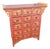 Vintage Chinese Hand Painted Red Angle Apothecary Dresser For Sale