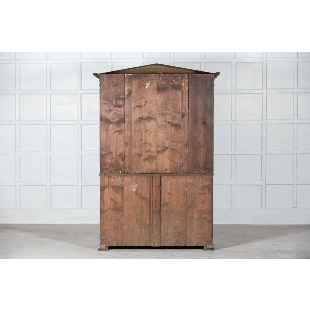 Pedimented English Pine Linen Press, 1870s For Sale - Image 12 of 13