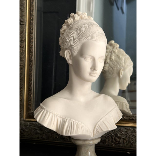Bust of Manon Lescaut on Green Marble Base from Giannelli, 1950s For Sale - Image 3 of 8