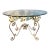 Gilt Table With 24 Tole White Roses & Leaves Glass Top Italian Hollywood Regency For Sale