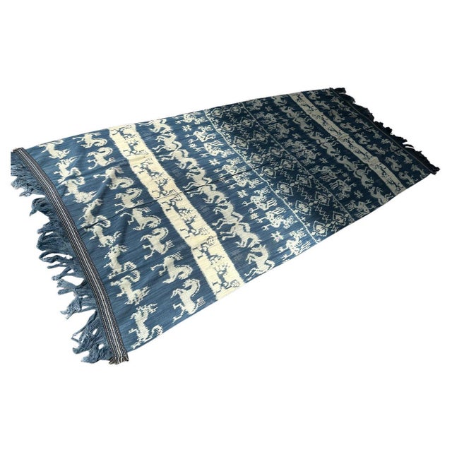 Beautiful soft Ikat on this rare bold indigo and white textile from Sumba. Fabulous on a sofa, bed, a wall hanging, or...