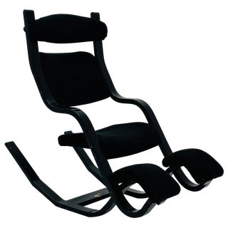 Mid-Century Black Fabric Gravity Rocking Lounge Chair by Peter Opsvik for Stokke, 1980s For Sale