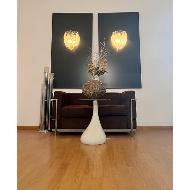 Glass Vintage Italian Clear Lattimo Murano Glass Wall Lights from Mazzega, 1990s, Set of 2 For Sale - Image 7 of 17