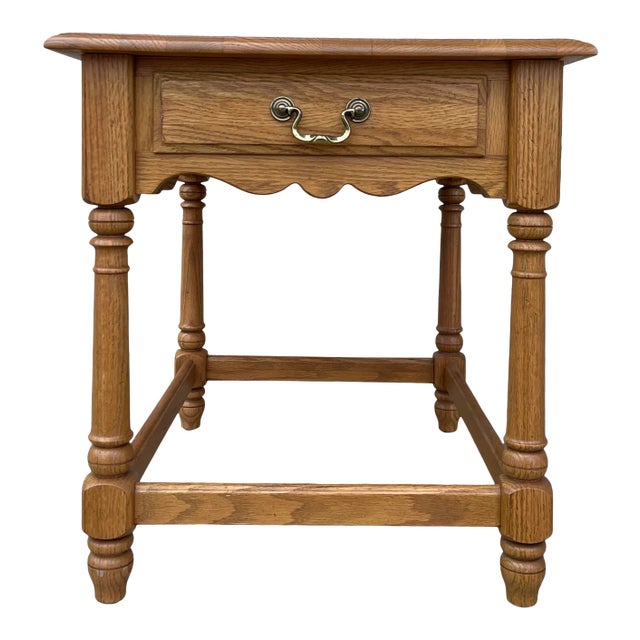 Ethan Allen Canterbury Collection Traditional Oak 1 Drawer Side Table For Sale - Image 11 of 11