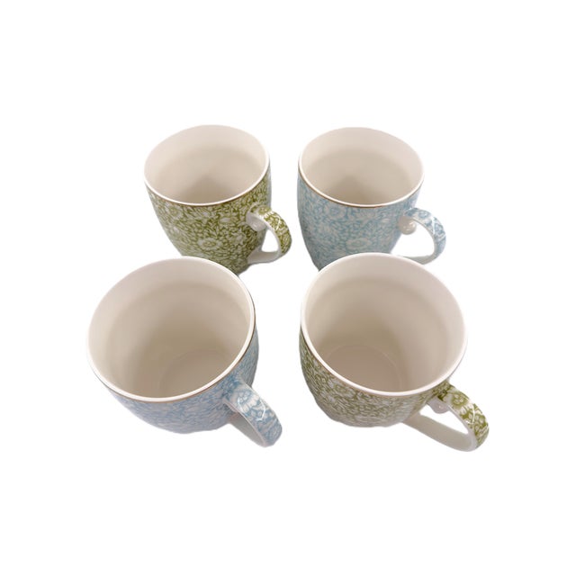 Blue Morris & Co Porcelain Mugs With Blue & Green Classical Floral Vine Motif by William Morris - Set of 4 For Sale - Image 8 of 8