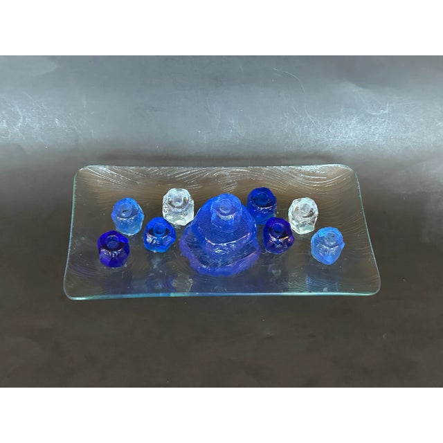 Vintage Art Glass Menorah For Sale - Image 4 of 12