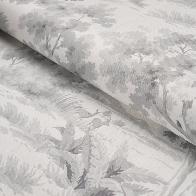 Borastapeter Sample - Boråstapeter Countryside Morning Fabric In Grey For Sale - Image 4 of 5