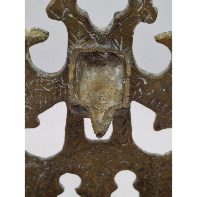 Antique Moroccan Cast Brass Hanukkah Lamp Menorah 19th Century Judaica Oil Lamp For Sale - Image 16 of 18