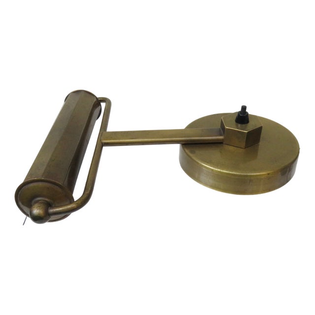 Art Deco Minimalist Piano Lamp in Patinated Brass, 1920s For Sale