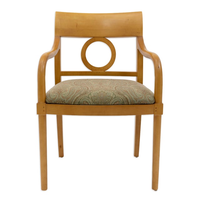 Bernhardt Late 20th Century Bernhardt Maple Wood Armchair With Paisley Upholstered Seat For Sale - Image 4 of 7