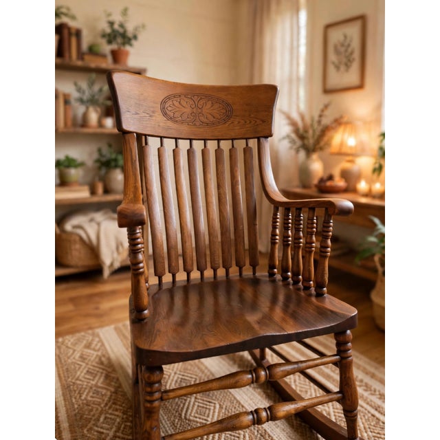 American Early Pressed Back Rocker For Sale - Image 3 of 11