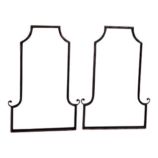 Pair Uttermost Black & Bronze Faux Bamboo Pagoda Mirrors For Sale