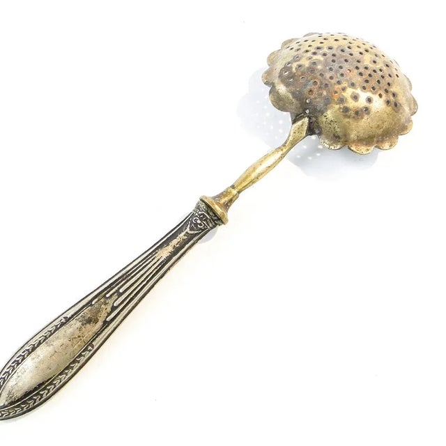 Goldenrod French Art Nouveau Silver Absynthe Spoon, 1900s For Sale - Image 8 of 10