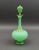 Mid 20th Century French Opaline Satin Green Gold Gilded Uranium Glass Decanter Bottle 9 3/8" For Sale - Image 4 of 9