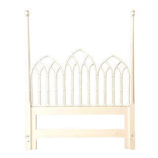 Vintage Coastal Lacquered Gables Queen Headboard For Sale
