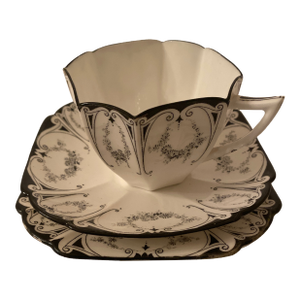 Shelley Queen Anne “Garland of Flowers” Vintage Tea Cup, Saucer, and Plate- 3 Pieces