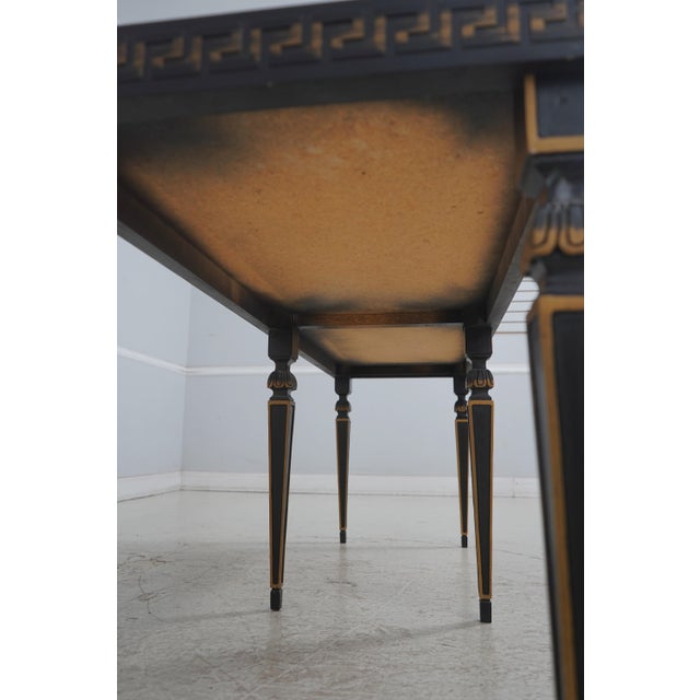 Neoclassical Design Ebony & Gold Smoke Glass Top Console Table For Sale - Image 13 of 13