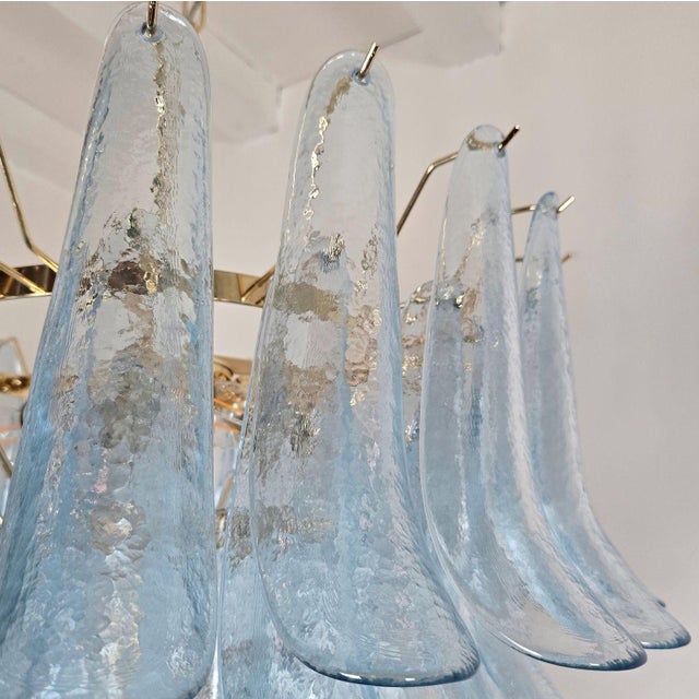1980s Mid Century Modern Blue Murano Glass Petal Chandelier For Sale - Image 13 of 14