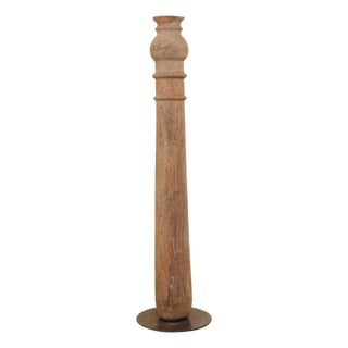 19th Century British Colonial Carved Wood Column on Stand For Sale