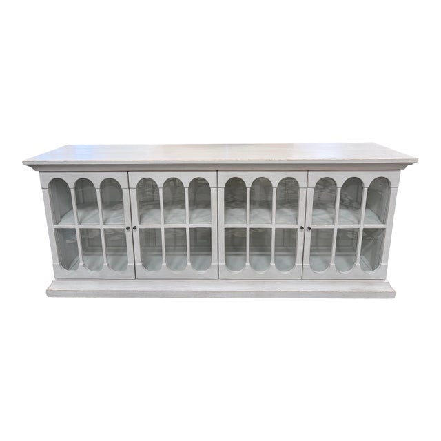 Oka Swedish Gustavian Style Washed Grey Sideboard For Sale