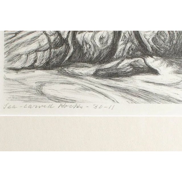 Antique Etching Limited Edition Original Signed American Artist Adele Watson 1873 - 1947 Titled "Sea Carmel Rocks" For Sale - Image 4 of 8