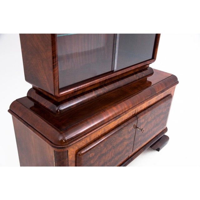 Brown Art Deco Display Cabinet, Poland, 1940s For Sale - Image 8 of 15