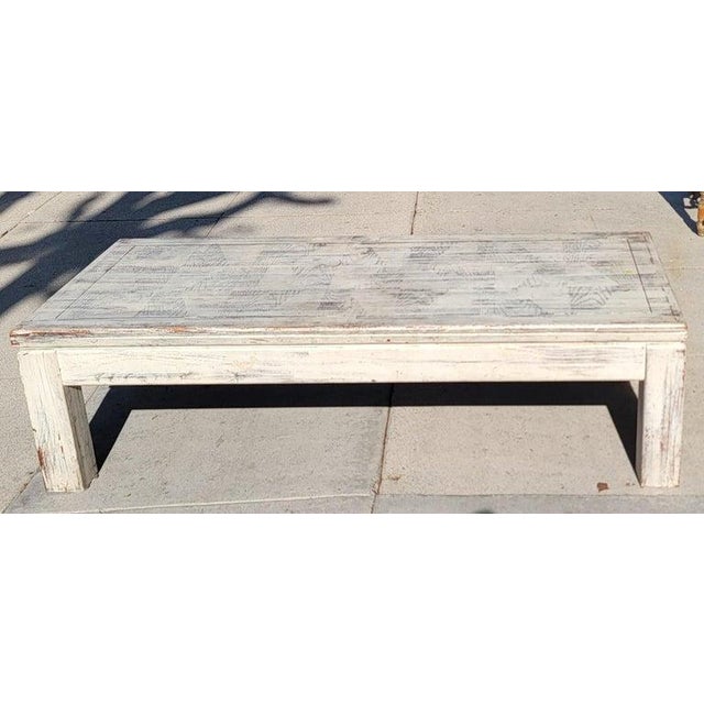 Rustic 20Thc Original White Painted Coffee Table For Sale - Image 3 of 8