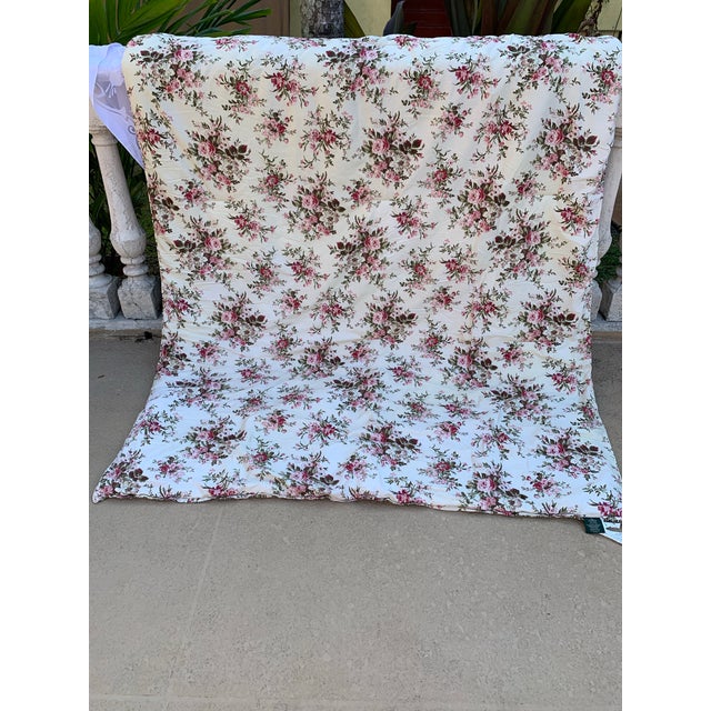 Vintage Lauren Ralph Lauren Sheffield cottage roses pink red green floral twin comforter cover Reversible to stripes...