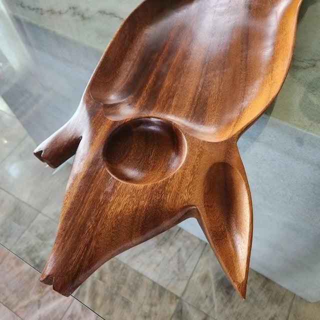 1970s Pig Party Platter Serving Tray Wood Charcuterie Board For Sale In San Diego - Image 6 of 12