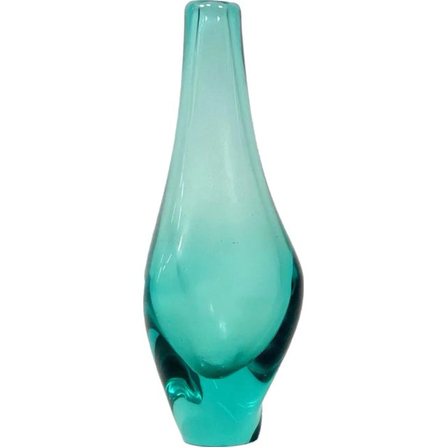 Blue Art Glass Vase attributed to Miloslav Klinger for Železný Brod, 1960s For Sale - Image 8 of 8