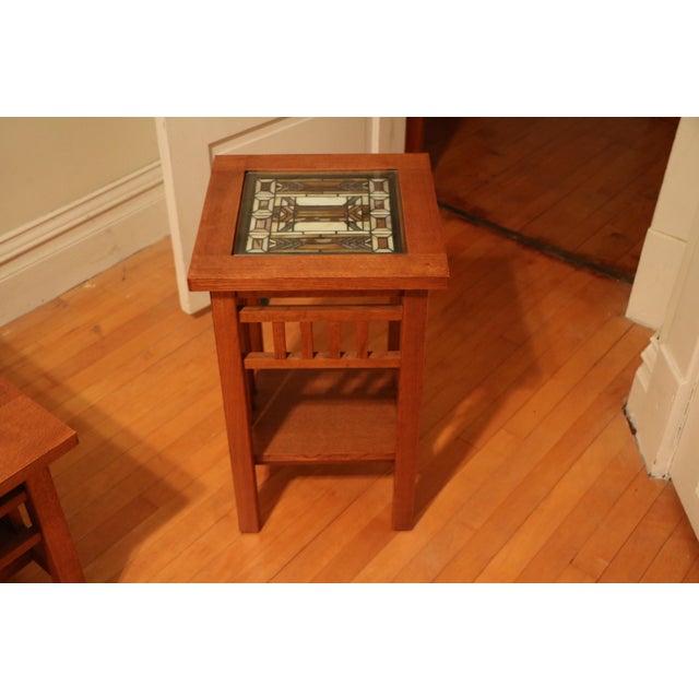 I purchased this solid wood (I think oak but not sure) accent table for my arts and crafts-styled living room circa 2003...