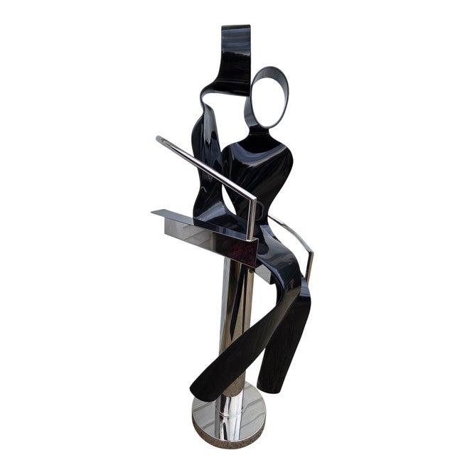 Vintage Raymond Karpuska Sculpture Modernist Figural Post-Modern Seated Lovers For Sale In Philadelphia - Image 6 of 18