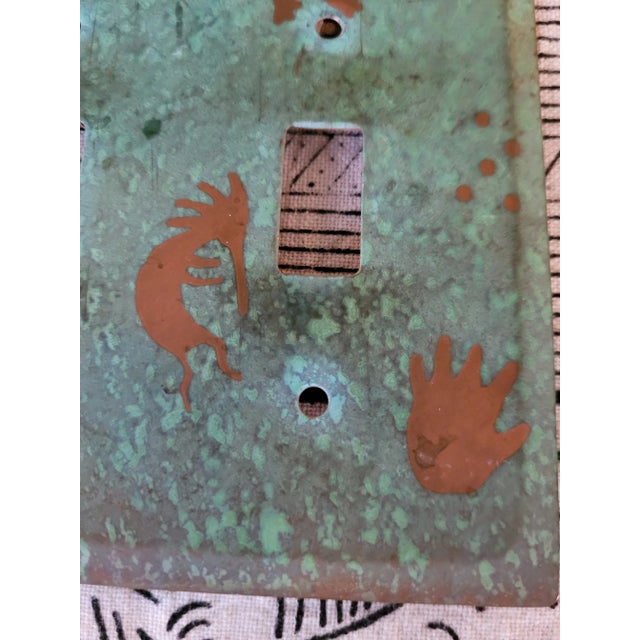 Figurative 1990s 2 Hole Copper Switch Plate Cover Distressed Verdigrea For Sale - Image 3 of 5