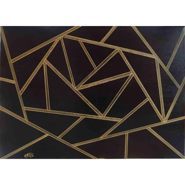 Golden Black is an enchanting contemporary painting realized by the Italian artist Anna Maria Caboni in 2022. Hand-signed...