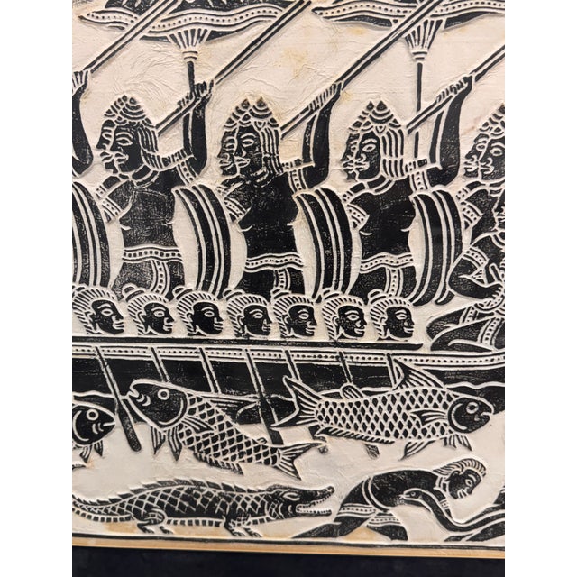 Angkor Wat Dragon Boat Rubbing, Vintage For Sale - Image 10 of 12