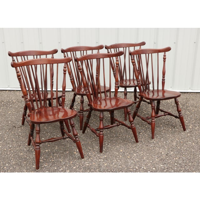 Cherry Colonial Fiddleback Dining Chair Set of 6 Chairish