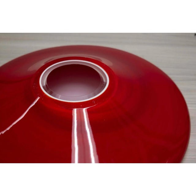 Red Round Glass Dish Bowl Contemporary Modern | Chairish