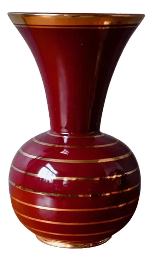 Art Deco Red and Gold Vase, 1940s