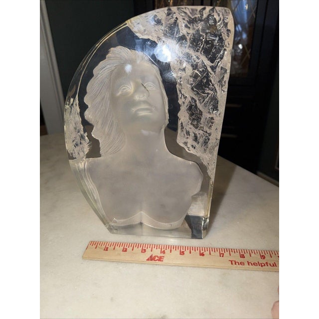 Plastic Discontinued Carlo Bronti for Design Toscano "Reflections of Romance" Clear Sculptural Bust For Sale - Image 7 of 8