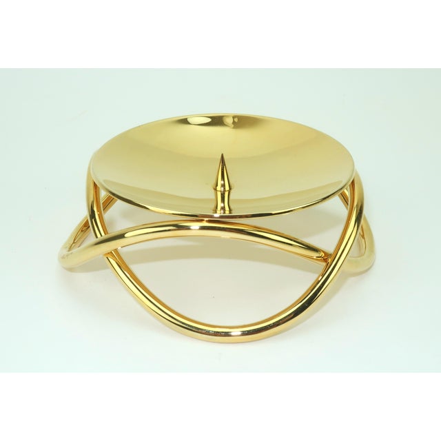 Early 21st Century Georg Jensen Gold Glow Candle Holder With Box For Sale - Image 5 of 11