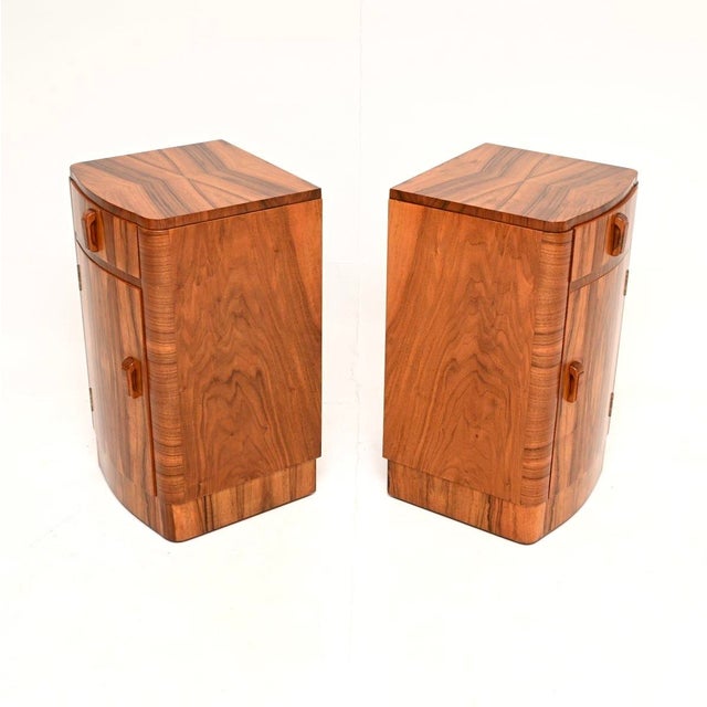 1930s Art Deco Walnut Bedside Cabinets, 1930, Set of 2 For Sale - Image 5 of 10