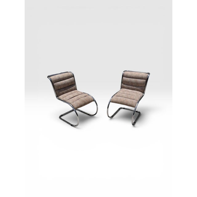 Italian Vintage Italian Modern Chrome Cantilever Slipper Lounge Chairs, Pair, Circa 1970s For Sale - Image 3 of 12